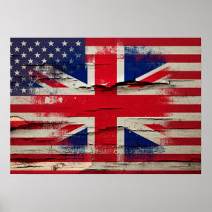 Crackle Paint   Britse vlag Poster