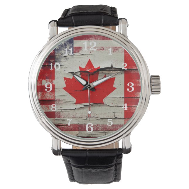 Crackle Paint | Canadese Amerikaanse vlag Horloge (Voorkant)