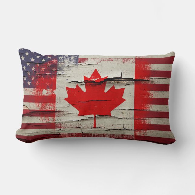 Crackle Paint | Canadese Amerikaanse vlag Kussen (Voorkant)