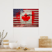 Crackle Paint | Canadese Amerikaanse vlag Poster (Keuken)