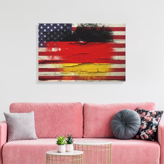 Crackle Paint | Duitse Amerikaanse vlag Canvas Afdruk (Insitu (Woonkamer))