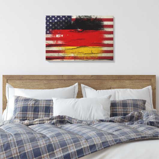 Crackle Paint | Duitse Amerikaanse vlag Canvas Afdruk (Insitu (Slaapkamer))