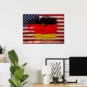 Crackle Paint | Duitse Amerikaanse vlag Poster (Thuiskantoor)