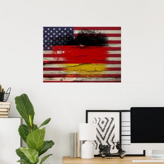 Crackle Paint | Duitse Amerikaanse vlag Poster (Thuiskantoor)
