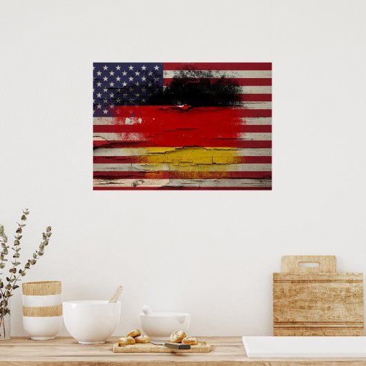 Crackle Paint | Duitse Amerikaanse vlag Poster (Keuken)