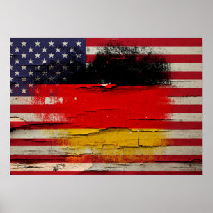 Crackle Paint   Duitse Amerikaanse vlag Poster