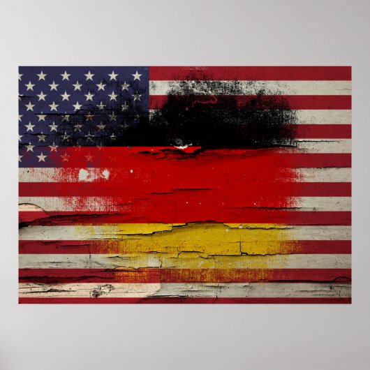Crackle Paint | Duitse Amerikaanse vlag Poster (Voorkant)