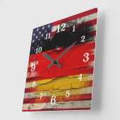 Crackle Paint | Duitse Amerikaanse vlag Vierkante Klok (Hoek)