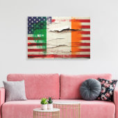 Crackle Paint | Ierse Amerikaanse vlag Canvas Afdruk (Insitu (Woonkamer))