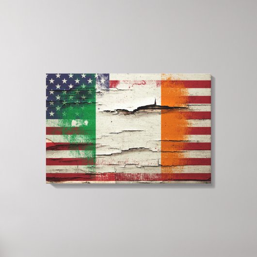 Crackle Paint | Ierse Amerikaanse vlag Canvas Afdruk (Voorkant)