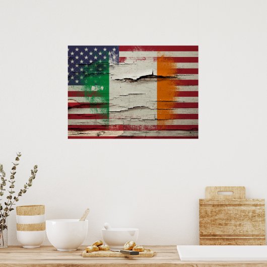Crackle Paint | Ierse Amerikaanse vlag Poster (Keuken)