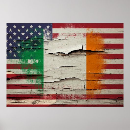 Crackle Paint | Ierse Amerikaanse vlag Poster (Voorkant)