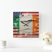 Crackle Paint | Ierse Amerikaanse vlag Vierkante Klok (Huis)