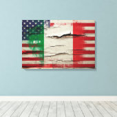 Crackle Paint | Italiaanse Amerikaanse vlag Canvas Afdruk (Insitu (Houten vloer))