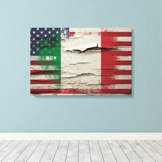 Crackle Paint | Italiaanse Amerikaanse vlag Canvas Afdruk (Insitu (Houten vloer))