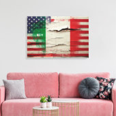 Crackle Paint | Italiaanse Amerikaanse vlag Canvas Afdruk (Insitu (Woonkamer))