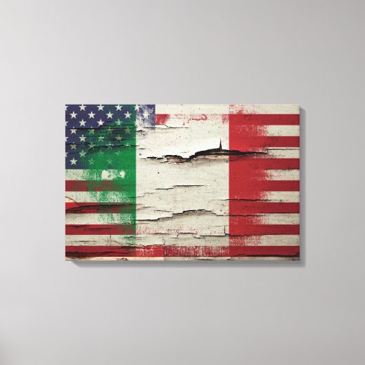 Crackle Paint | Italiaanse Amerikaanse vlag Canvas Afdruk (Voorkant)