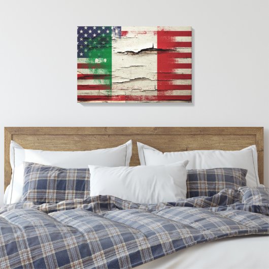 Crackle Paint | Italiaanse Amerikaanse vlag Canvas Afdruk (Insitu (Slaapkamer))