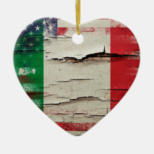 Crackle Paint   Italiaanse Amerikaanse vlag Keramisch Ornament