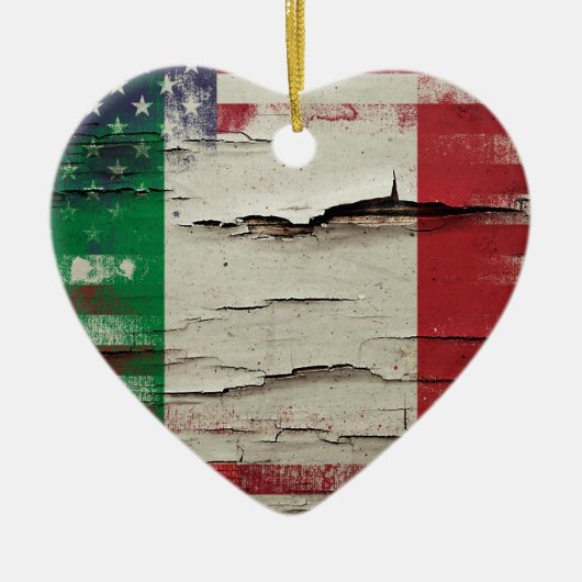 Crackle Paint | Italiaanse Amerikaanse vlag Keramisch Ornament (Voorkant)