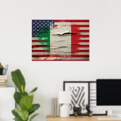 Crackle Paint | Italiaanse Amerikaanse vlag Poster (Thuiskantoor)