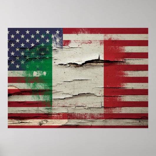 Crackle Paint | Italiaanse Amerikaanse vlag Poster (Voorkant)