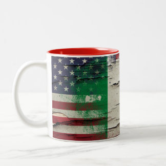 Crackle Paint | Italiaanse Amerikaanse vlag Tweekleurige Koffiemok