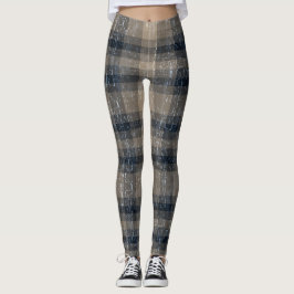 Crackle Plaid Beige en Bruine Leggings