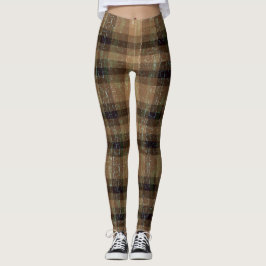 Crackle Plaid Sinaasappel en Bruine Leggings
