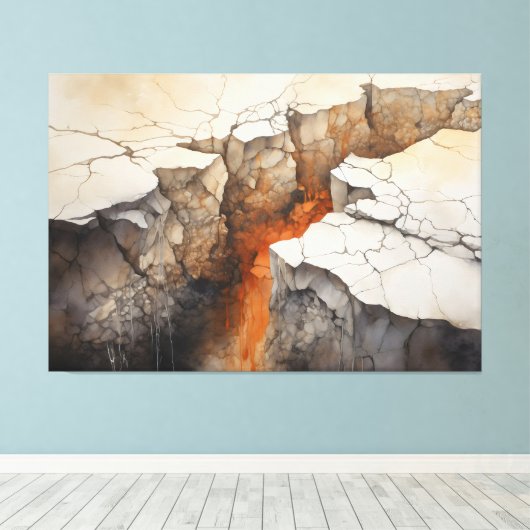 Cracks Aarde Droog Klimaat 3 van 4 Canvas Afdruk (Insitu (Houten vloer))