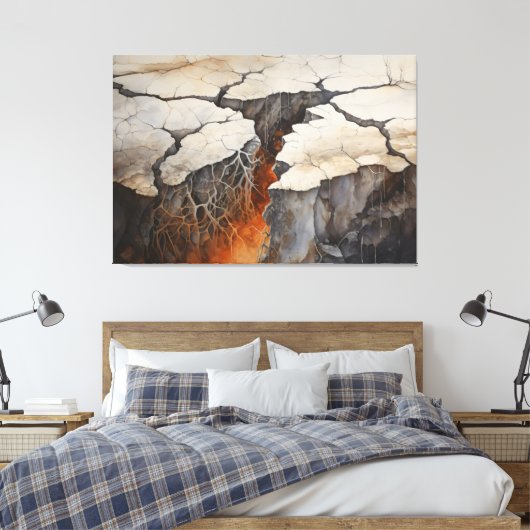 Cracks Aarde Droog Klimaat 4 van 4 Canvas Afdruk (Insitu (Slaapkamer))