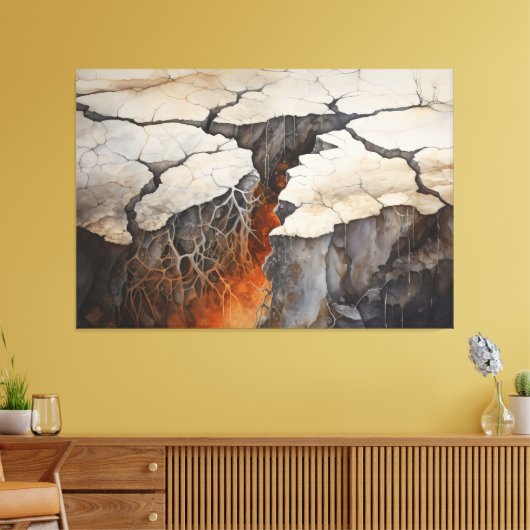Cracks Aarde Droog Klimaat 4 van 4 Canvas Afdruk (Insitu (Woonkamer))