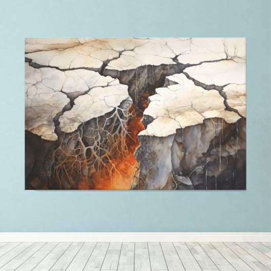 Cracks Aarde Droog Klimaat 4 van 4 Canvas Afdruk (Insitu (Houten vloer))
