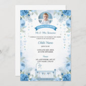 Cradle Ceremony Invitation Kaart Boy, naamgevingsd (Voorkant / Achterkant)