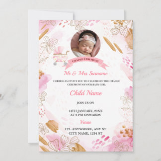 Cradle Ceremony Invitation Kaart, naamgeving dag K Kaart