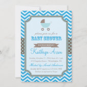 Cradle - Polka Dots en Chevron Blue Baby shower Kaart (Voorkant)