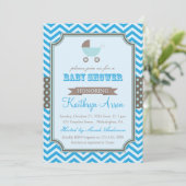 Cradle - Polka Dots en Chevron Blue Baby shower Kaart (Staand voorkant)