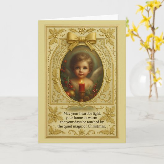 "Cradled in Candlelight: A Christmas Blessing" Kaart (Gele Bloem)