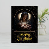 “Cradled in Divine Light” Foil Holiday Card Folie Feestdagenkaart (Staand Voorkant)