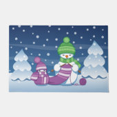 Craeth Snowman Knitting Scarf Deurmat (Voorkant)