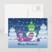 Craeth Snowman Knitting Scarf Feestdagenkaart (Voorkant / Achterkant)