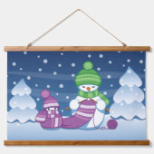 Craeth Snowman Knitting Scarf Hangend Wandkleed (Voorkant)