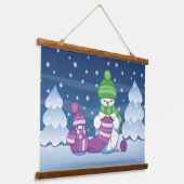 Craeth Snowman Knitting Scarf Hangend Wandkleed (Gebogen)