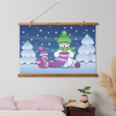 Craeth Snowman Knitting Scarf Hangend Wandkleed (Slaapkamer)