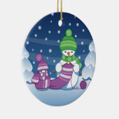 Craeth Snowman Knitting Scarf Keramisch Ornament (Rechts)