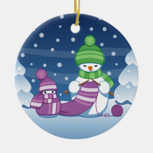 Craeth Snowman Knitting Scarf Keramisch Ornament (Voorkant)