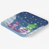 Craeth Snowman Knitting Scarf Papieren Bordje (Gebogen)