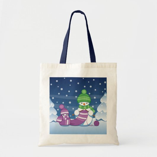 Craeth Snowman Knitting Scarf Tote Bag (Voorkant)