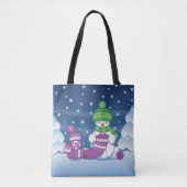 Craeth Snowman Knitting Scarf Tote Bag (Voorkant)