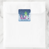 Craeth Snowman Knitting Scarf Vierkante Sticker (Tas)